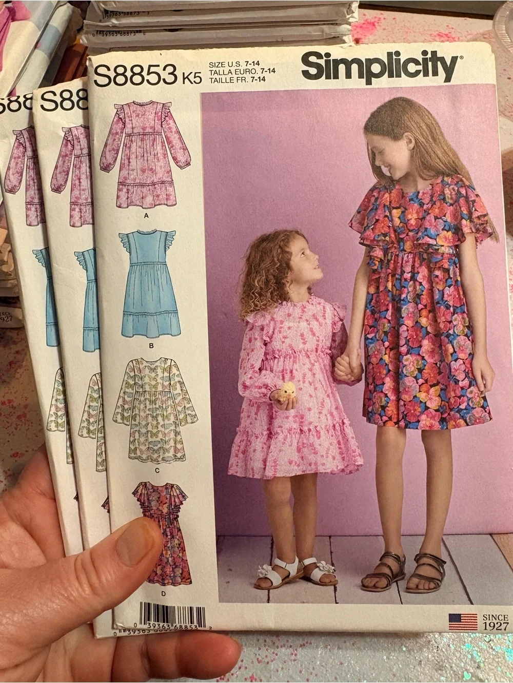 BN UNCUT SIMPLICITY 8853 K5 GIRLS DRESS SEWING PATTERNS